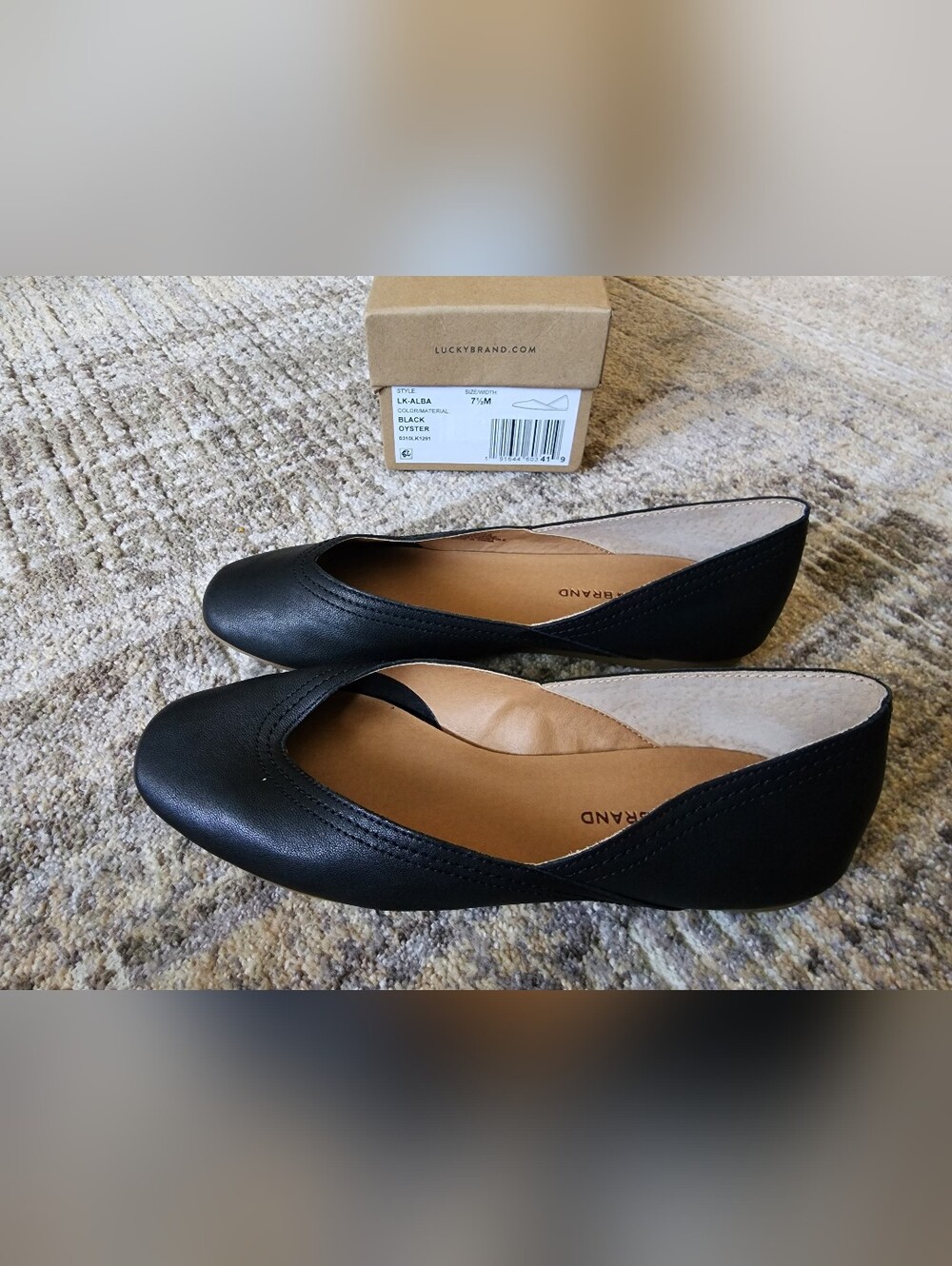 Lucky Brand Black Leather Slip-On Flats